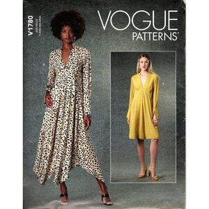 Vogue V1780 Misses XS to M Deep V Neck Empire Dress UNCUT Sewing Pattern